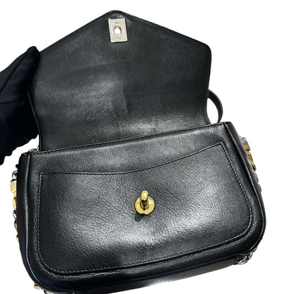 Used CHANEL Cross Body Bag Black GHW PHW