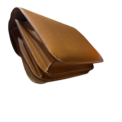 Brand New HERMES Epsom Felt Constance Crossbody Bag Brown Beige Gold Hardware