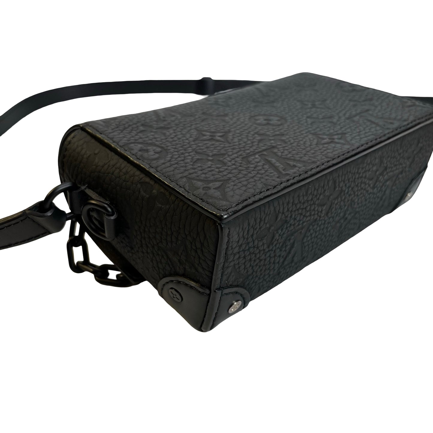 Used LOUIS VUITTON Monogram Taurillon Mini Soft Trunk Crossbody Bag Black