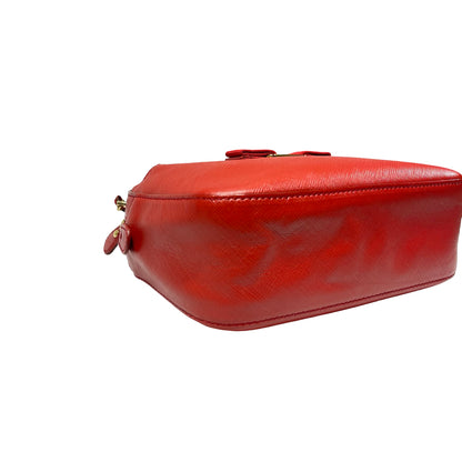 Used Ferragamo Saffiano leather Cross Body Bag Red GHW
