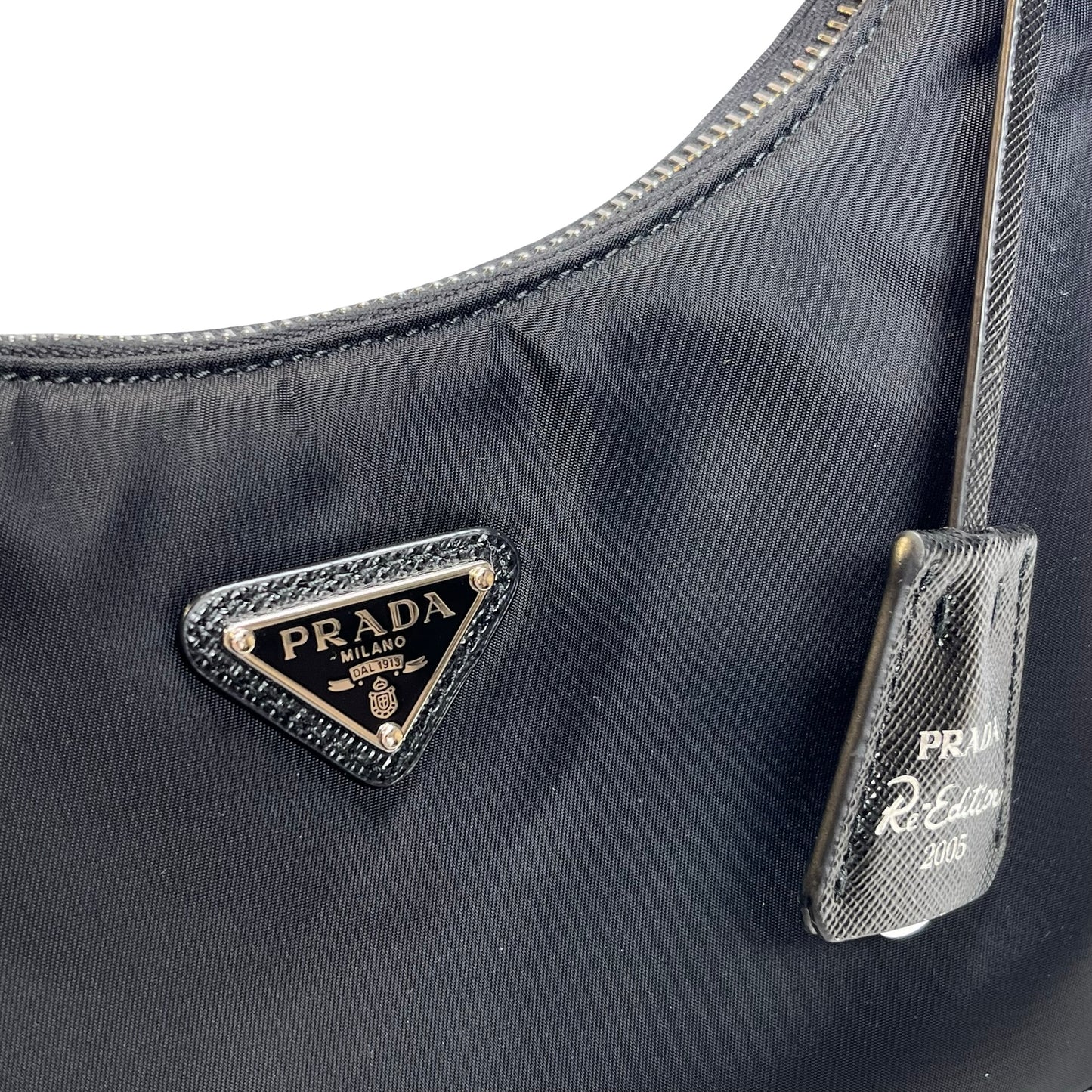 Used PRADA Re-Nylon Saffiano leather Re-Edition 2005 Shoulder Bag Black PHW