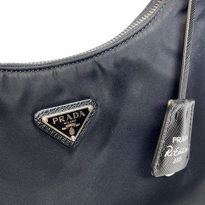 Used PRADA Re-Nylon Saffiano leather Re-Edition 2005 Shoulder Bag Black PHW
