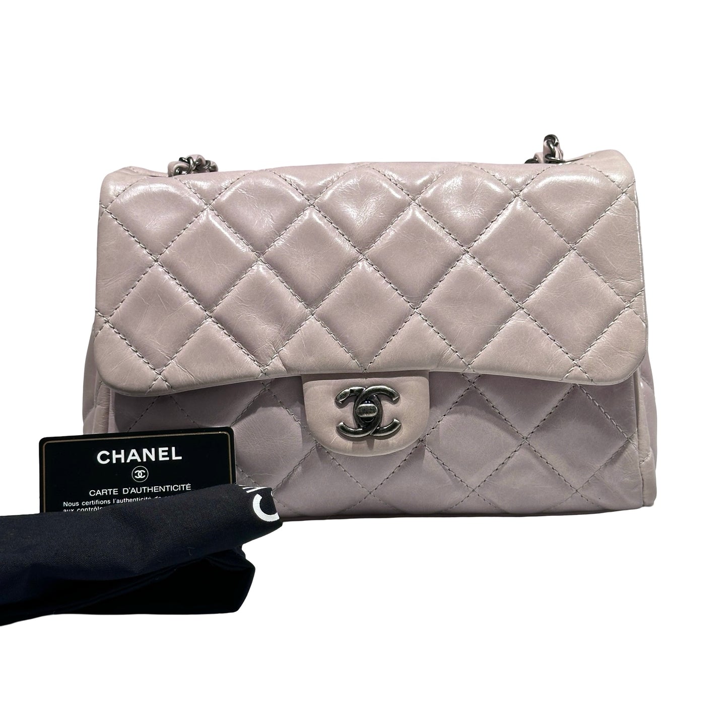 Used CHANEL Flap Chain Shoulder Bag Grey