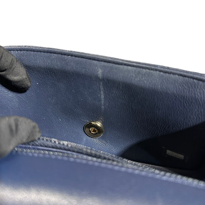 Used Chanel Lambskin Leather MINI FLAP 20 CM Shoulder Bag Navy GHW