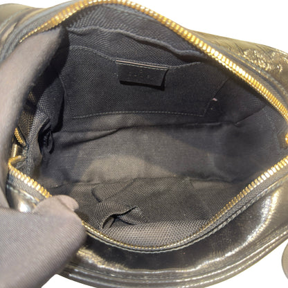 Used GUCCI Patent Leather GG Logo Soho Disco Crossbody Bag Black