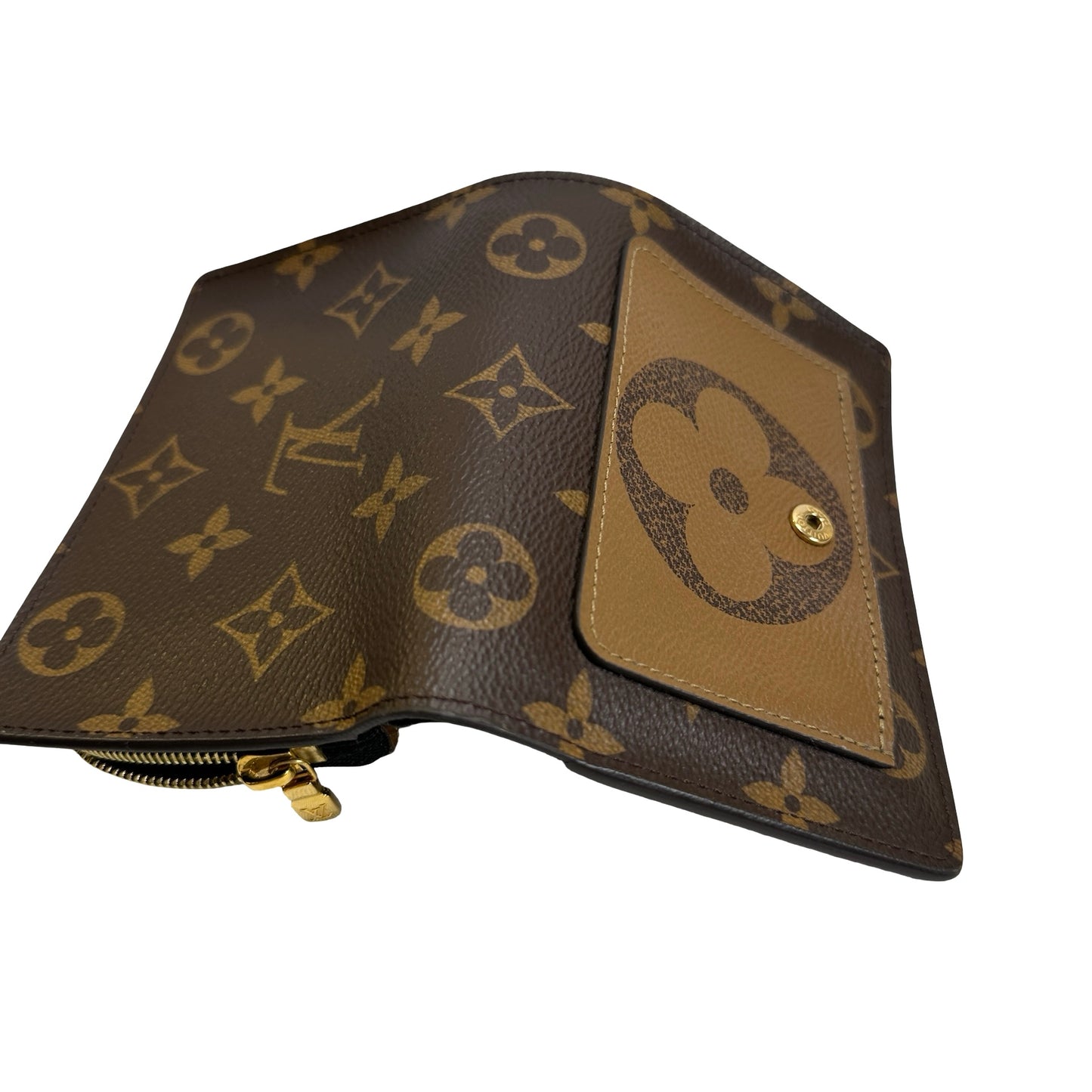 Used LOUIS VUITTON Monogram Reverse Canvas Portefeuille Juliette Wallet Brown