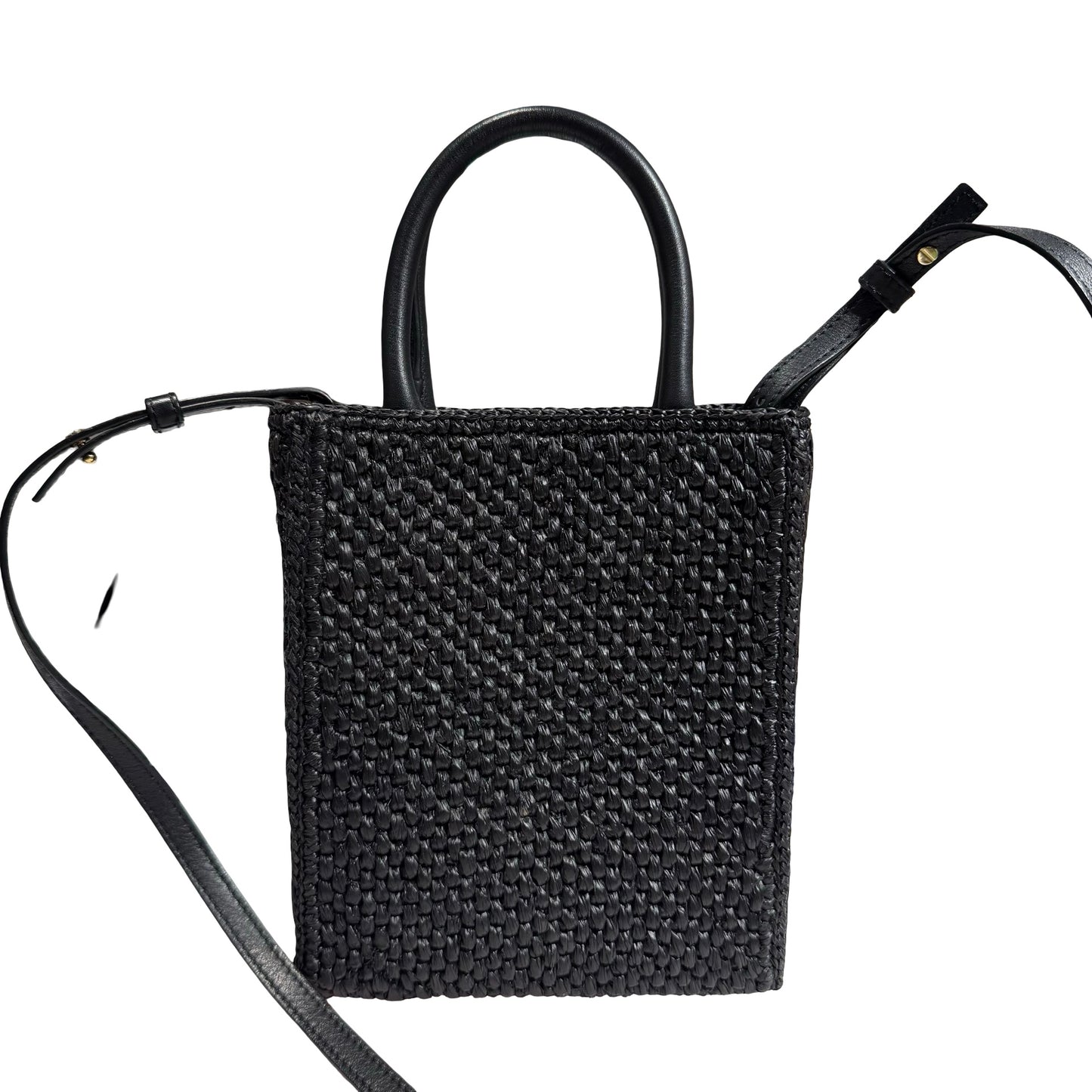 Used LOEWE RAFFIA TOTE Cross Body Bag Black