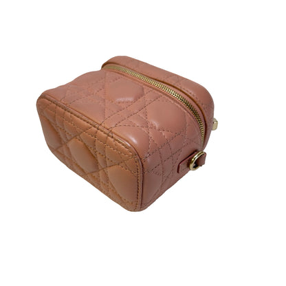 Used DIOR Cannage Cannage Vanity case Pink，GHW