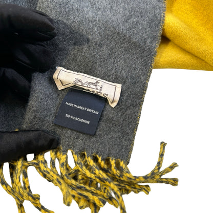 Used HERMES Solid Cashmere Muffler Scarf Yellow