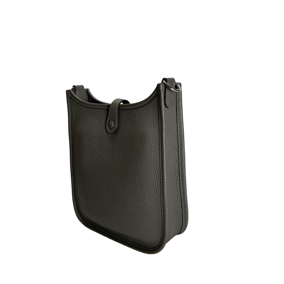 Used HERMES Clemence Leather Mini Evelyne Crossbody Bag Grey PHW
