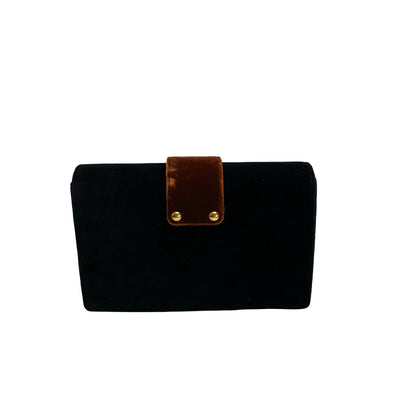 Used PRADA Velvet Velvet Buckle Bag Handbag Black Brown