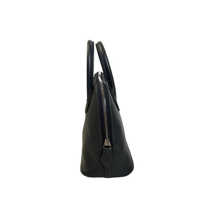 Used HERMES Leather Bolide Handbag Navy PHW