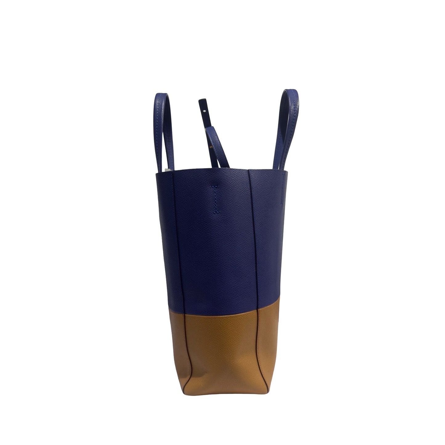 Used CELINE Bi-color Vertical Cabas Tote Bag Blue Brown