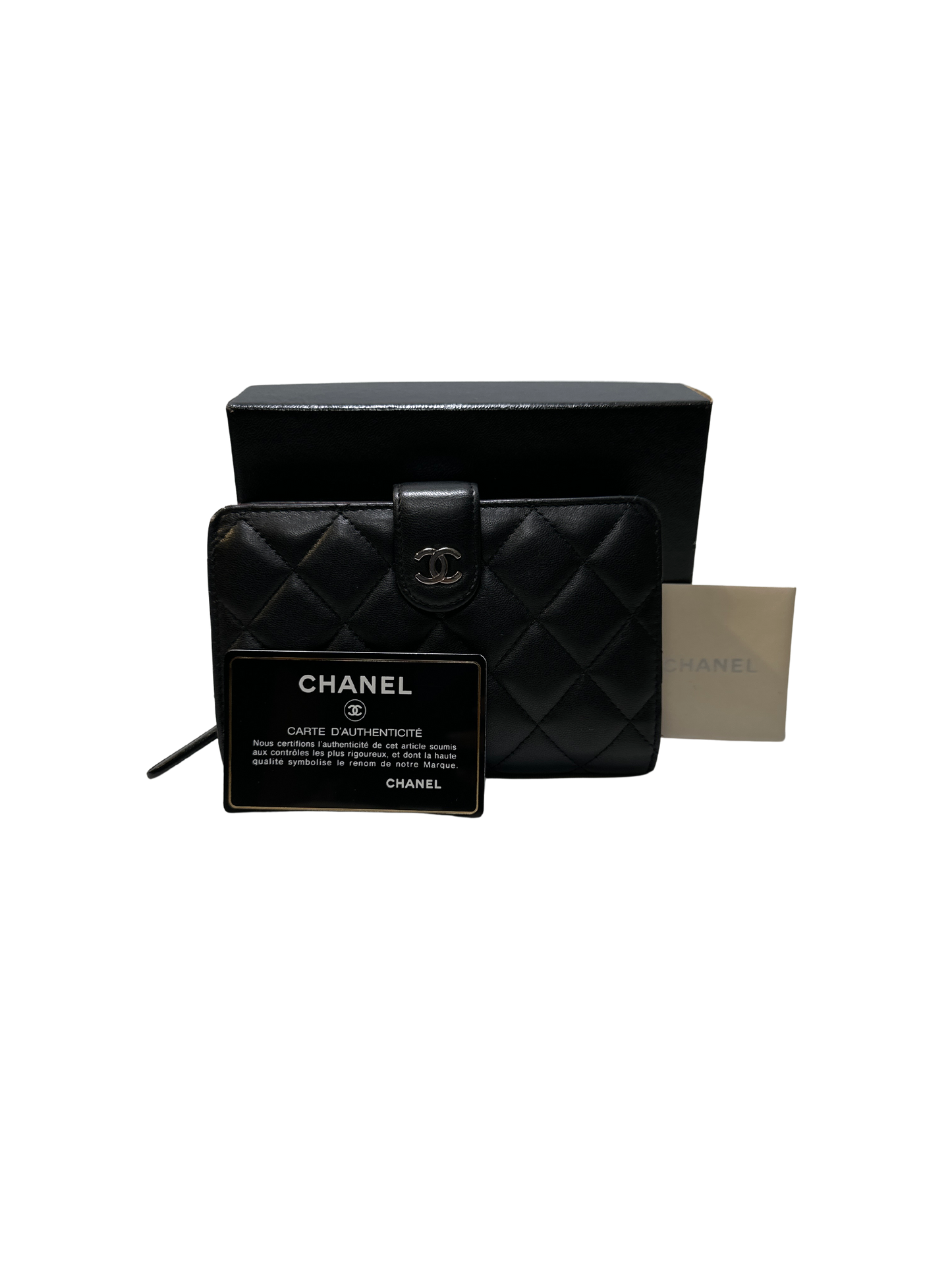 CHANEL Matelasse Lambskin Matelasse Long Wallet Black