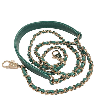 Used CHANEL Calfskin Leather Mini coco handle Two Way Shoulder Bag Green GHW