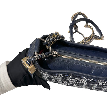 CHANEL Sequins Calfskin Leather Gabrielle small Cross Body Bag