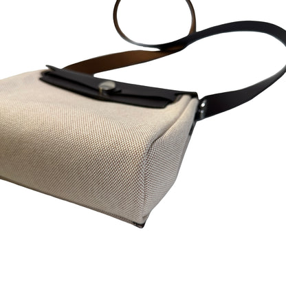 Used HERMES Canvas Leather Mini Herbag Handbag Beige Brown