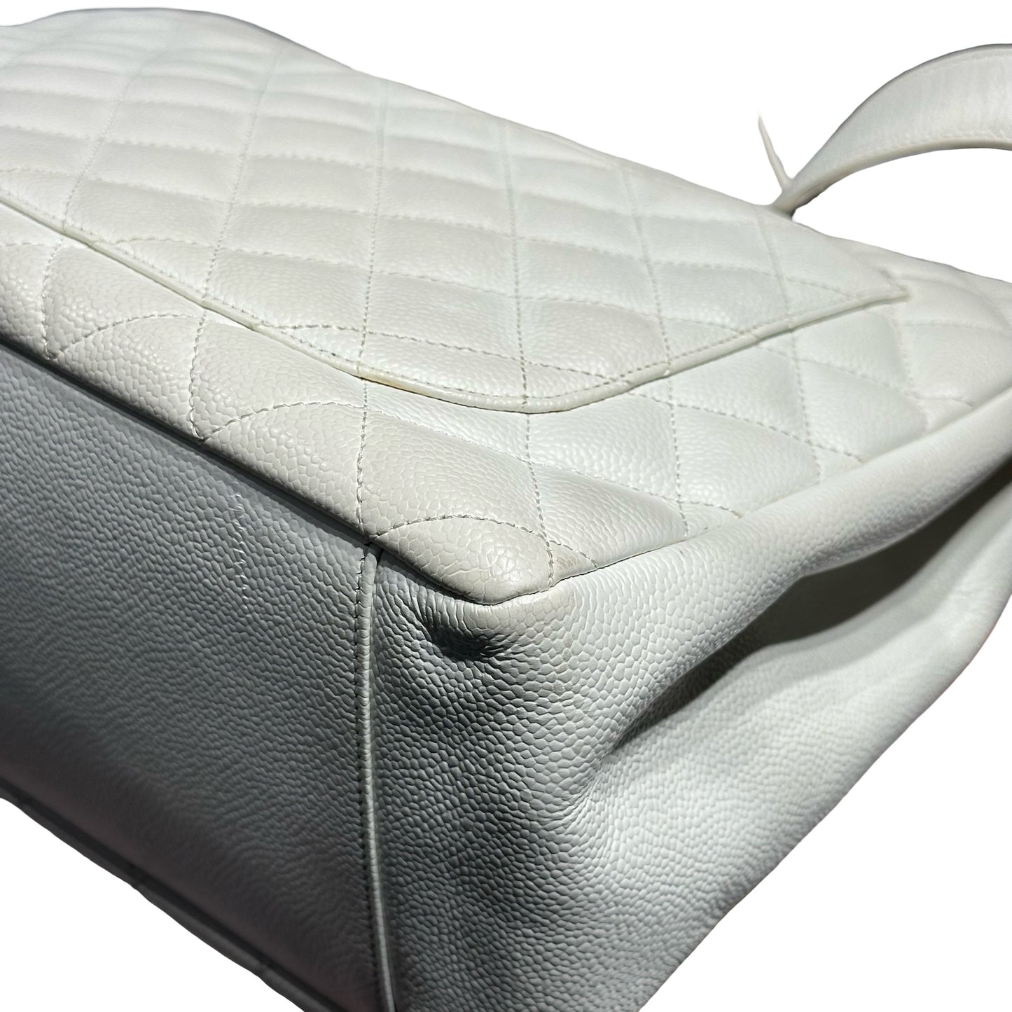 Used Chanel Calfskin Leather GST Shoulder Bag White