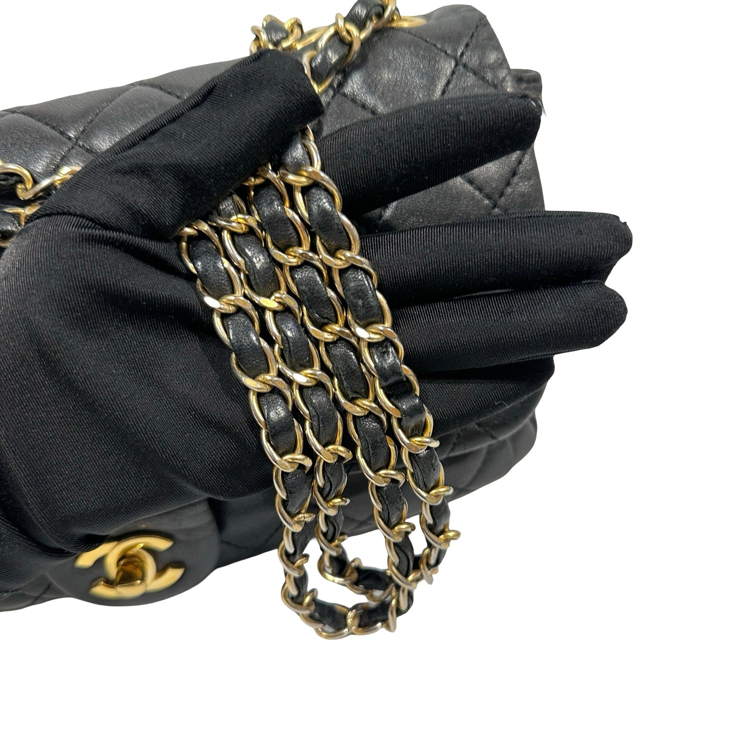 Used Chanel Lambskin Leather FLAP Shoulder Bag Black GHW