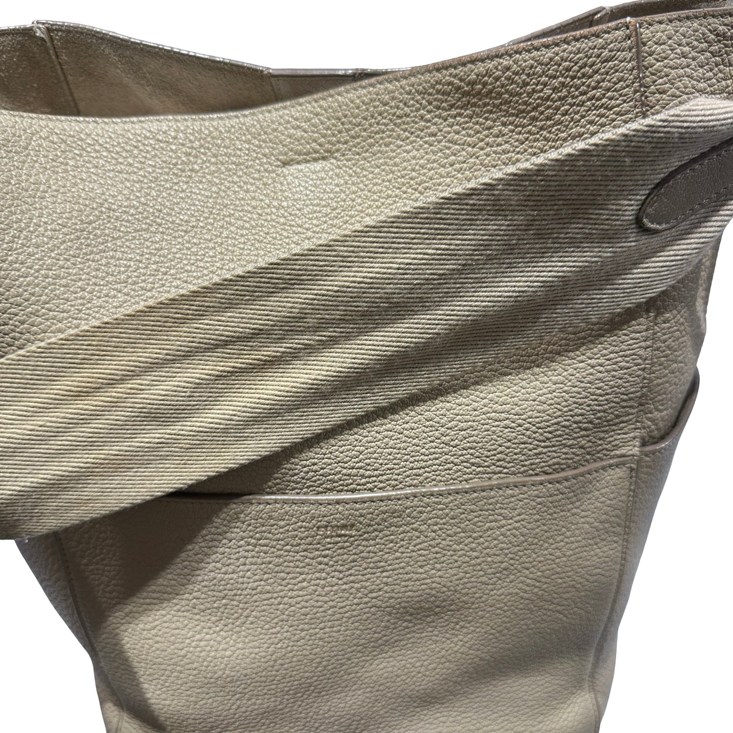 Used CÉLINE Seau Sangle Medium Shoulder Bag Beige GHW