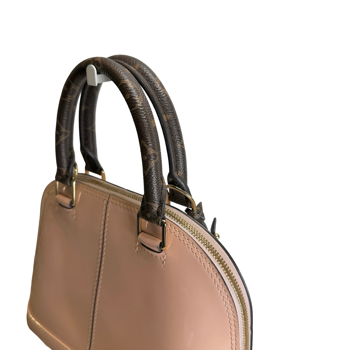 Used LOUIS VUITTON Monogram Vernis Alma Handbag Rose Velours Brown