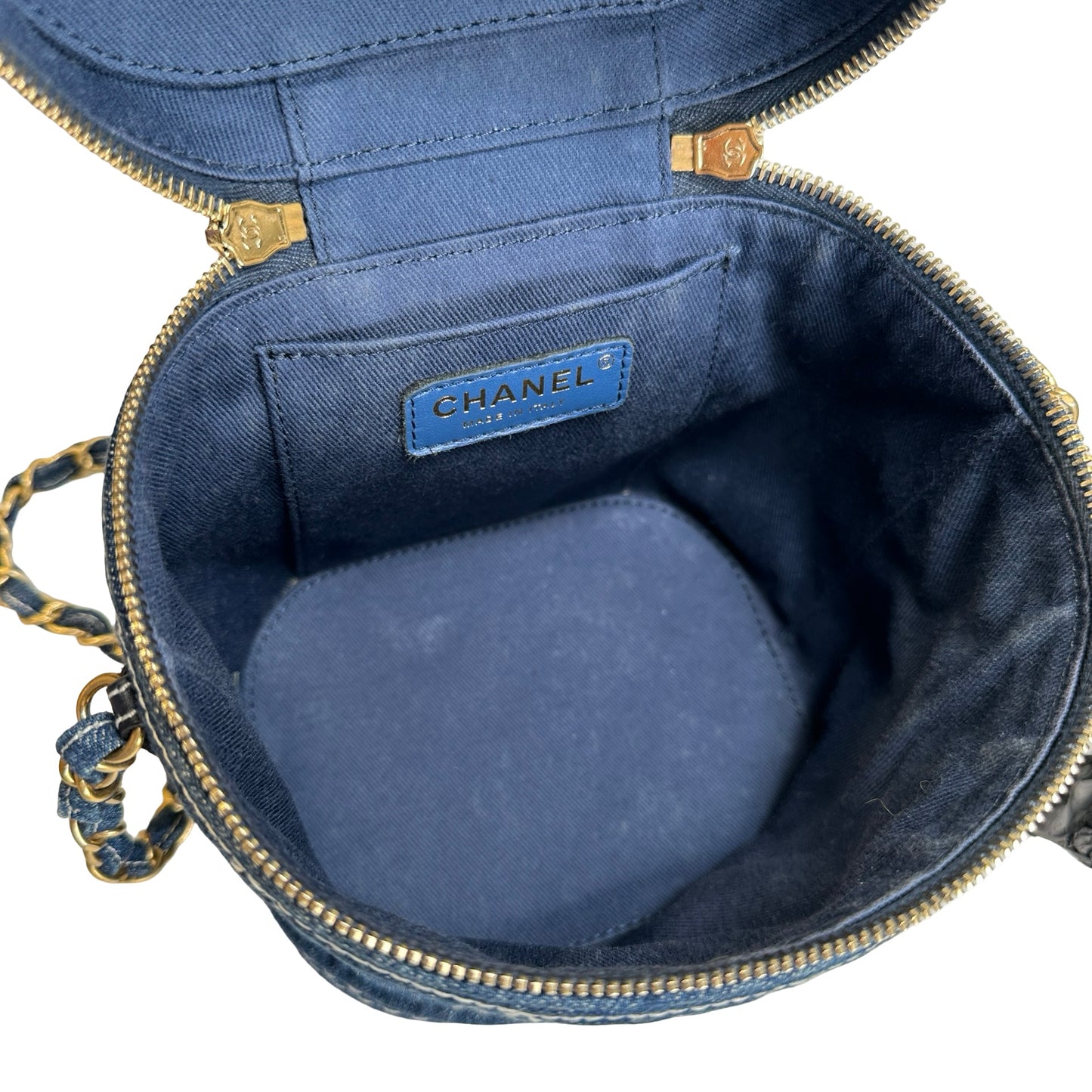Used CHANEL Denim Bucket bag Cross body bag Denim blue