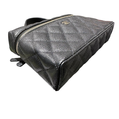 Used CHANEL Caviar Leather LP Vanity Case Cross Body Bag Black GHW