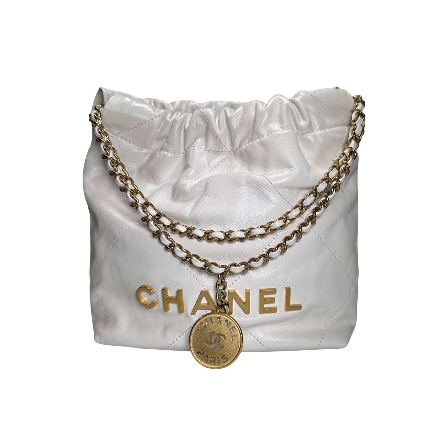 Chanel Quilted Calfskin Chanel 22 Shoulder Bag White GHW