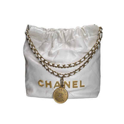 Chanel Quilted Calfskin Chanel 22 Shoulder Bag White GHW