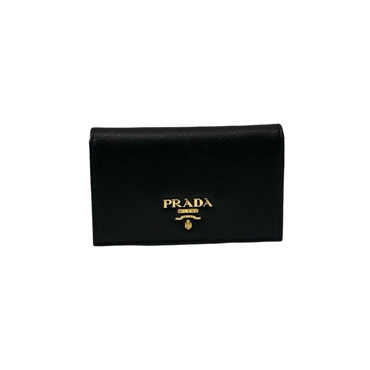 Used PRADA Saffiano leather Wallet GHW Black