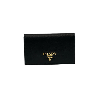Used PRADA Saffiano leather Wallet GHW Black