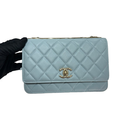 Used CHANEL WOC Shoulder Bag Blue GHW