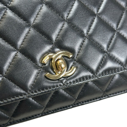 Used CHANEL Quilted Leather Wallet On Chain Wallet on chain Black