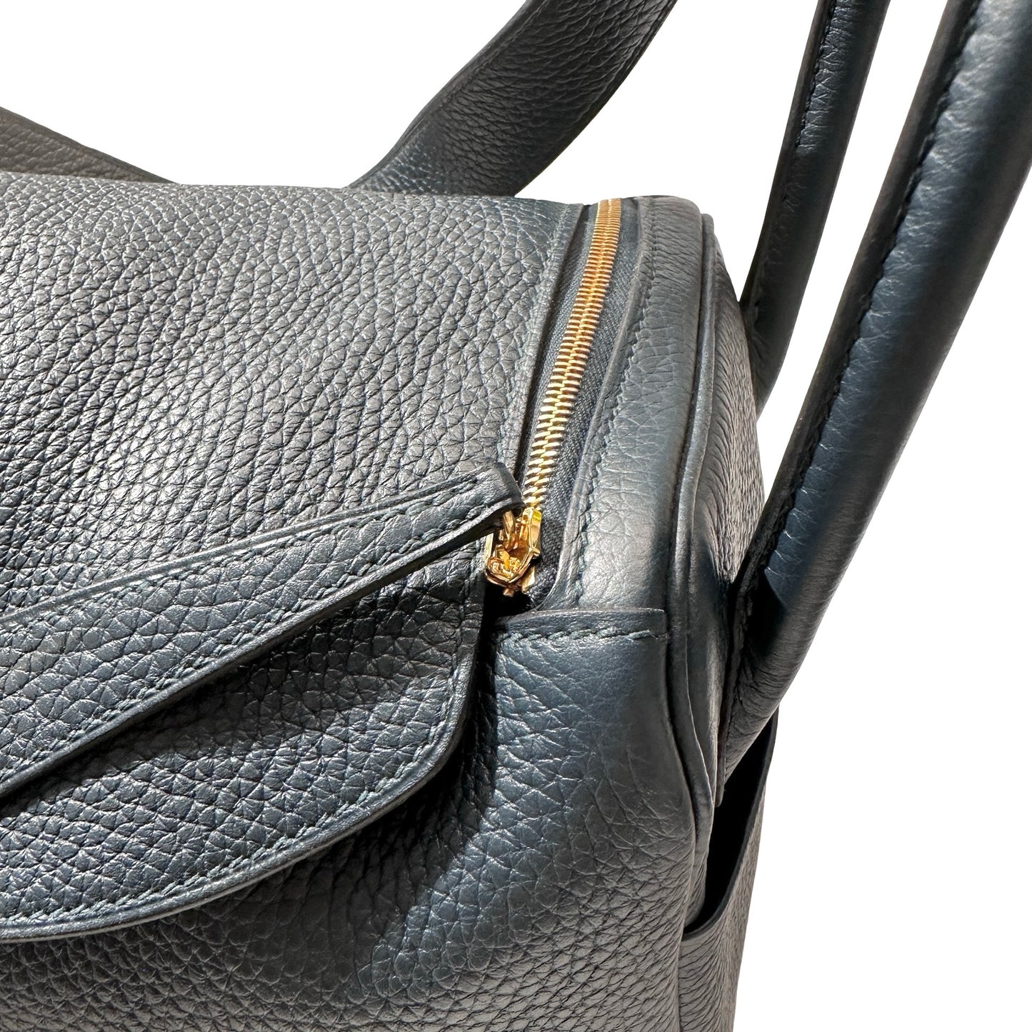 Used Hermès Caviar skin Lindy 26 Shoulder Bag Dark green GHW