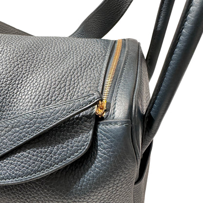 Used Hermès Caviar skin Lindy 26 Shoulder Bag Dark green GHW