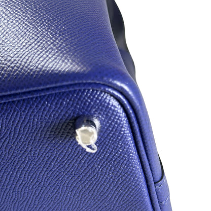 Used HERMES Epsom Picotin Bucket Bag Blue Brown Black