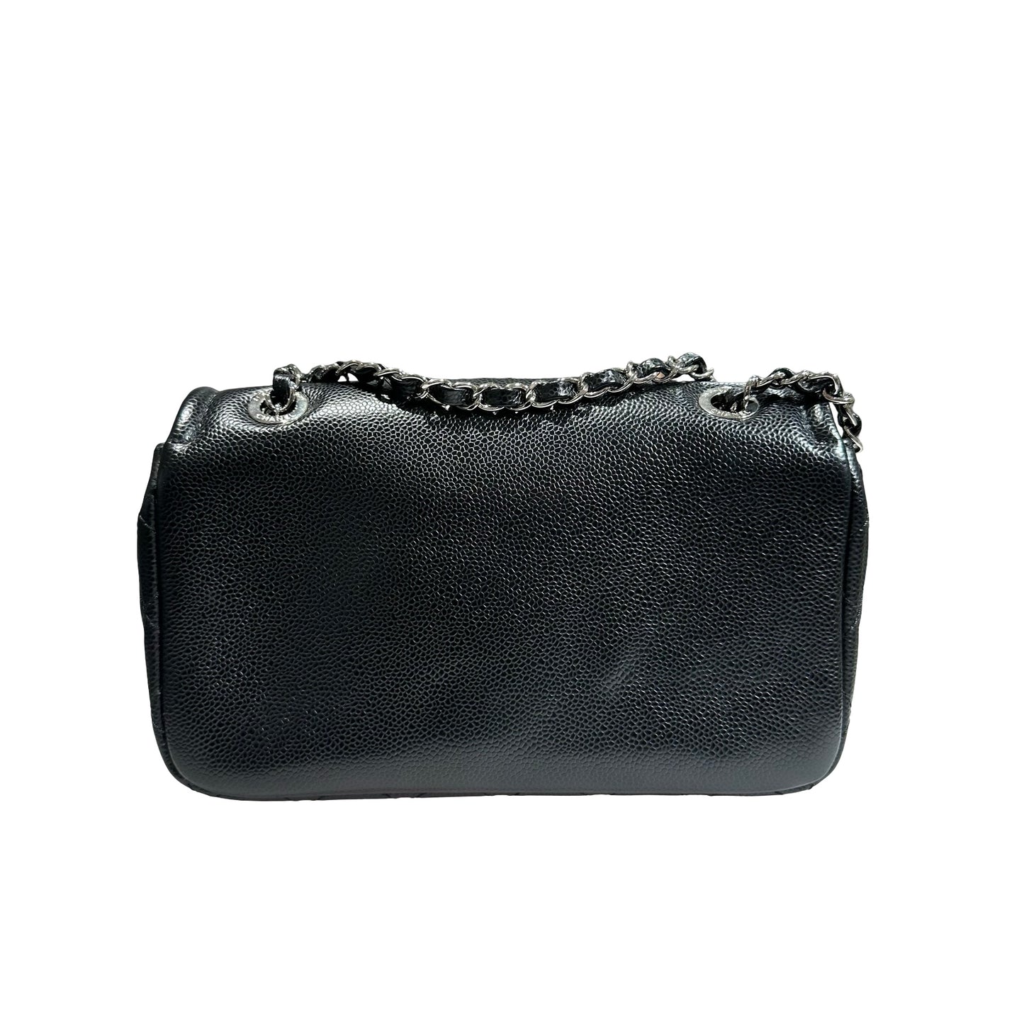 Used CHANEL Calfskin Leather Shoulder Black PHW Shoulder Bag Black