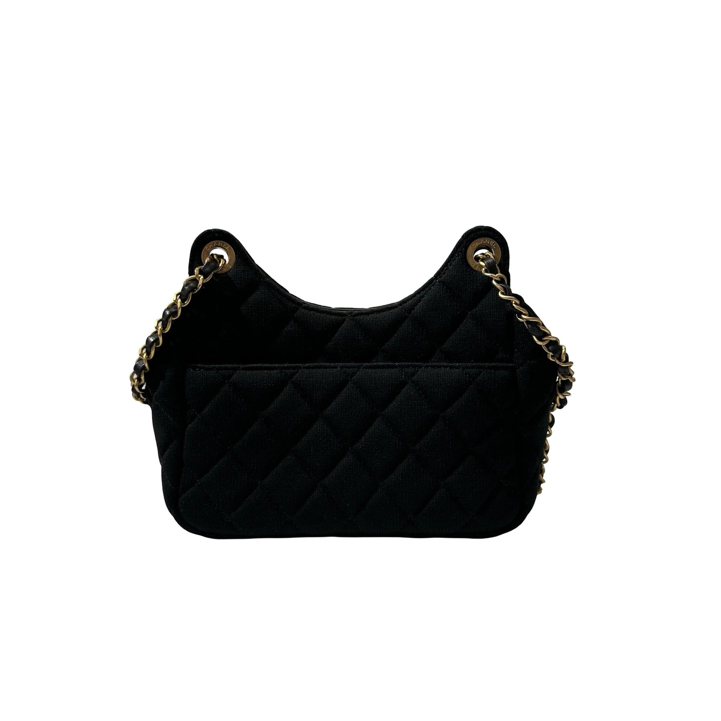 Used CHANEL Wool 23C hobo small wool jersey Shoulder Bag Black GHW
