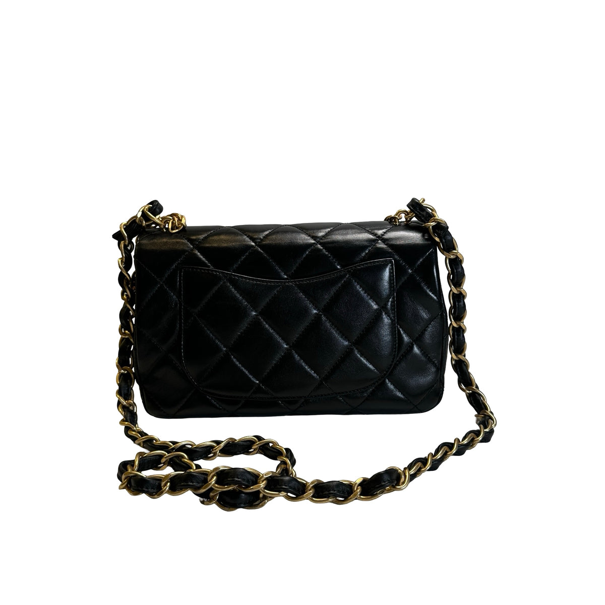 Used CHANEL Quilted Leather Classic Flap Chain shoulder bag Black Gold