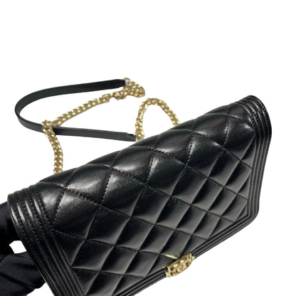 Used Chanel Lambskin Leather WOC Shoulder Bag Black GHW