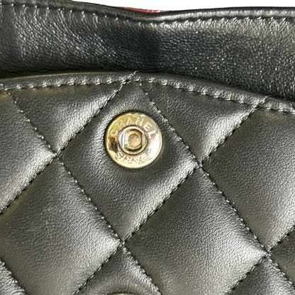 Used CHANEL Lambskin CF Crossbody Bag Black PHW