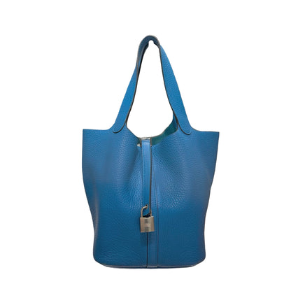Used HERMÈS TC Picotin 22 Handbag Blue PHW