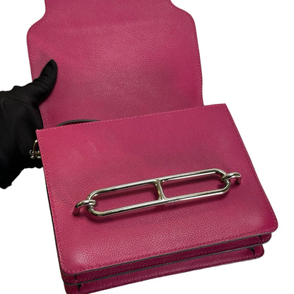 Used HERMES Leather Mini Roulis Crossbody Bag Purple PHW