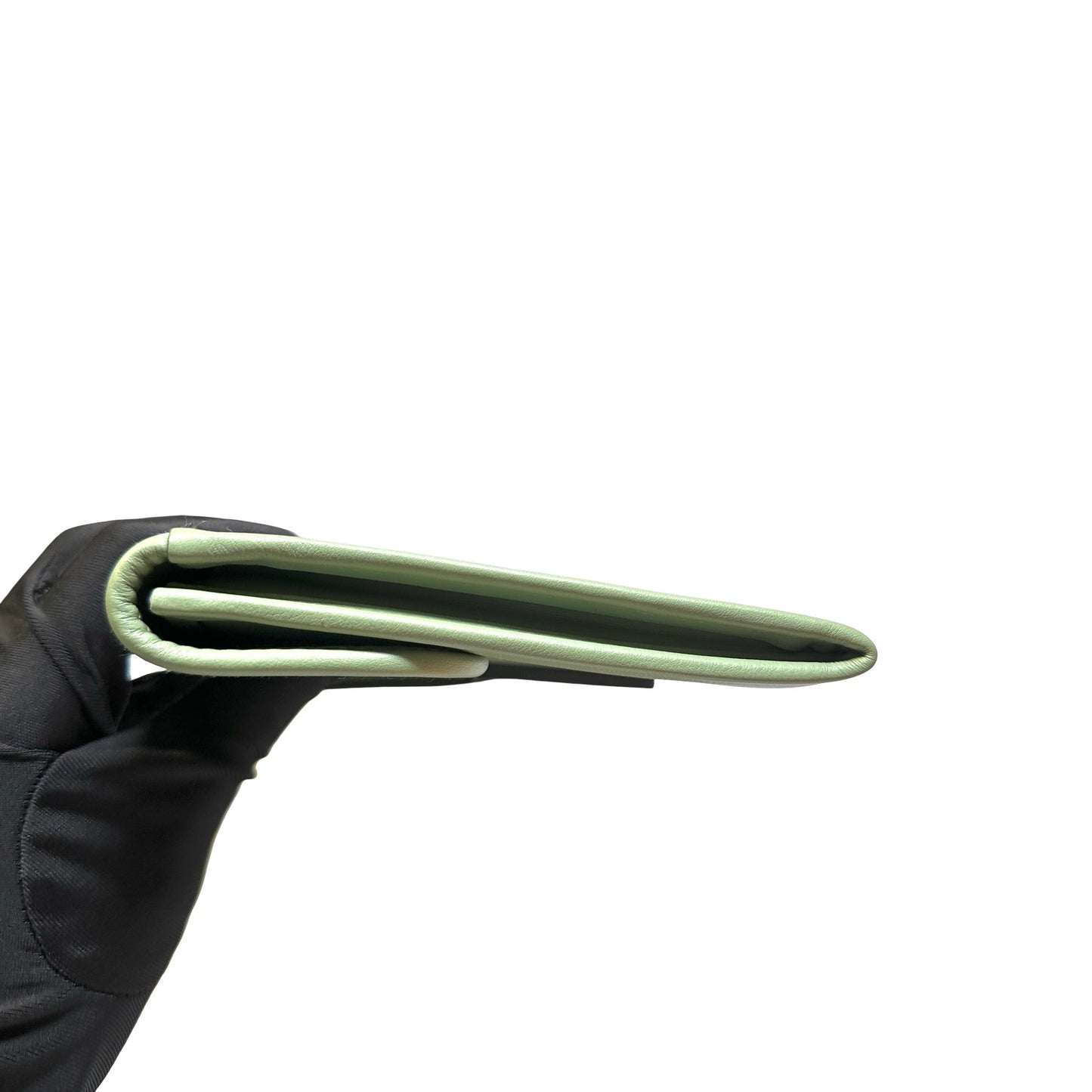 Used HERMES Leather Jige Clutch Green