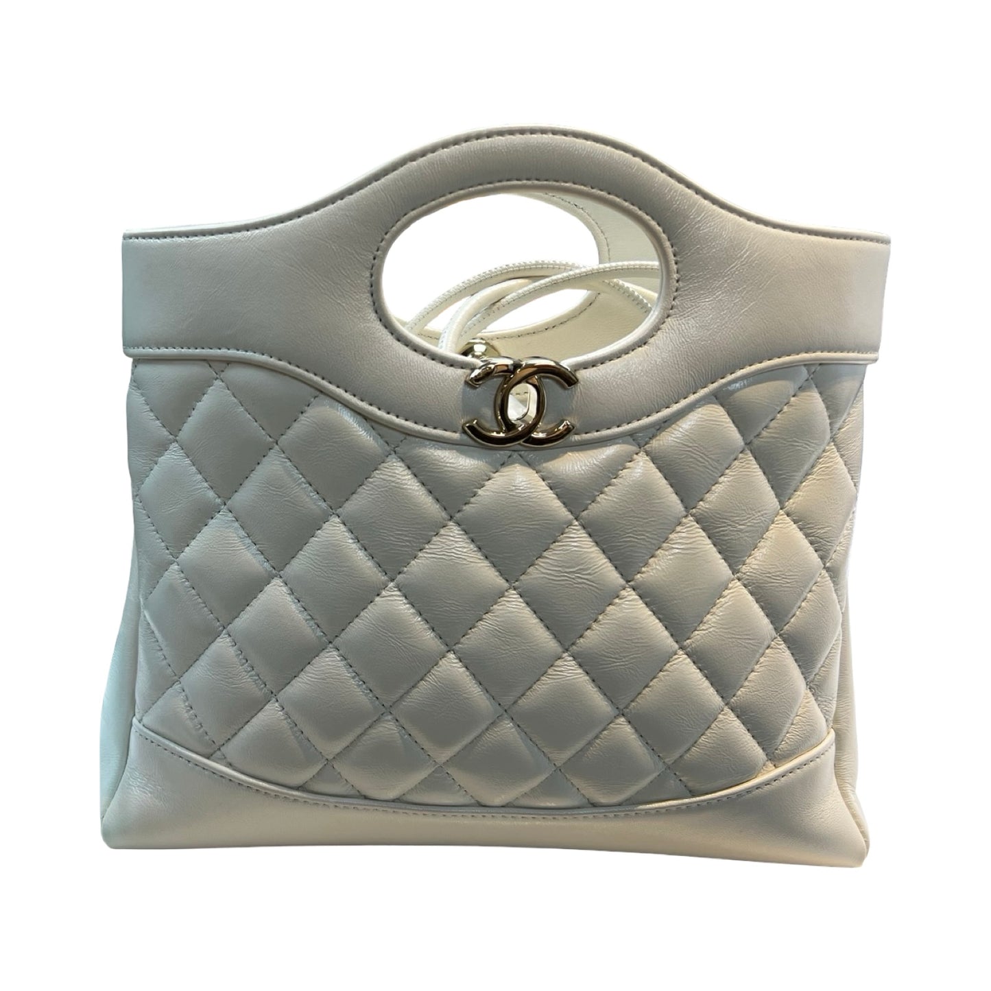 Used Chanel Shoulder Bag White GHW