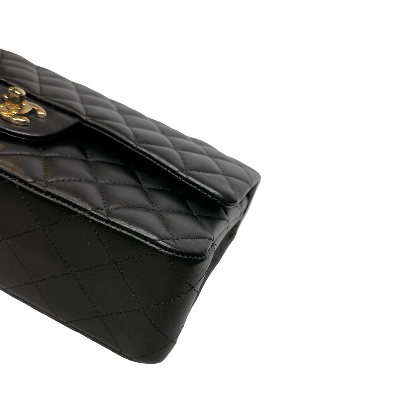 Used CHANEL Lambskin CF 25 Clambskin Chain Shoulder Bag Black
