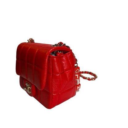 Used CHANEL Mini Flap 17cm Cross body bag Red PHW