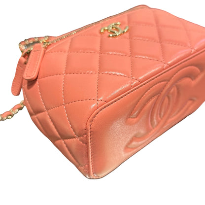 Used CHANEL Vanity Case Cross Body Bag Pink GHW