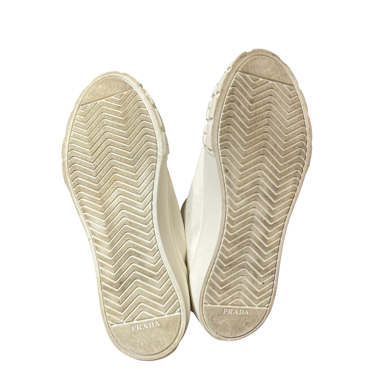 Used PRADA Gabardine Wheel Sneakers Shoes White