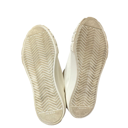 Used PRADA Gabardine Wheel Sneakers Shoes White